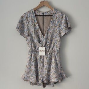 Show Me Your MuMu Pink and Blue Floral Romper